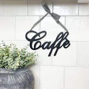 Wooden Word Art - Caffe - Cut Out Wall Decor Italian Art Black Vintage